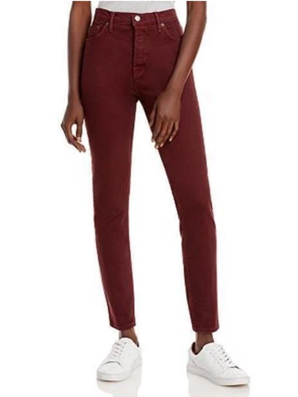 New GRLFRND Karolina High Rise Straight Leg Jeans Damson Burgundy Denim NWT 24